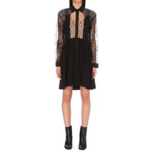 Sandro Black and Cream Long Sleeve Dress